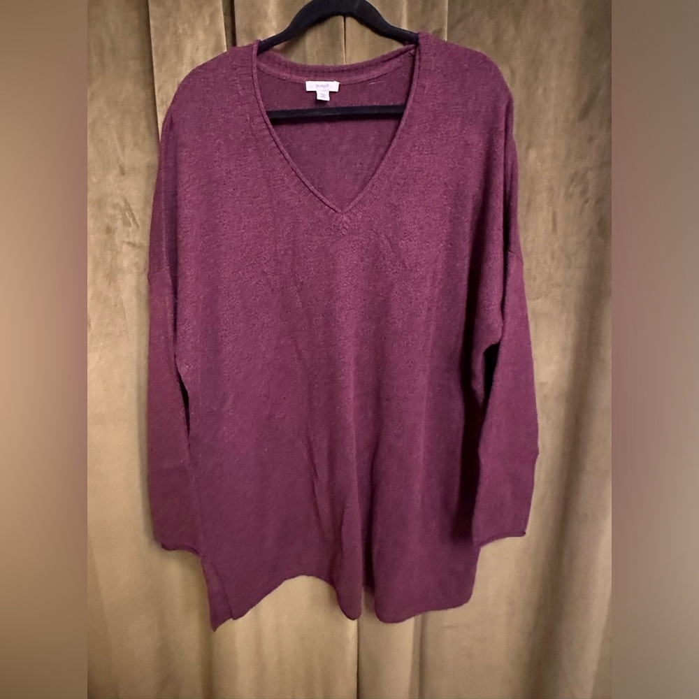 Pure Jill v-neck sweater-Size:2X - wine color